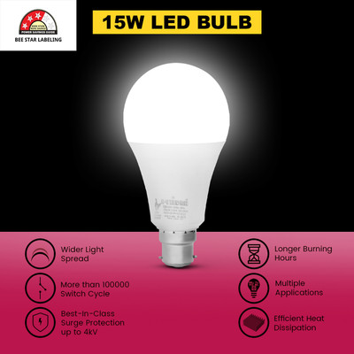 AVINDRA 15 W Basic Round B22 LED Bulb(White)