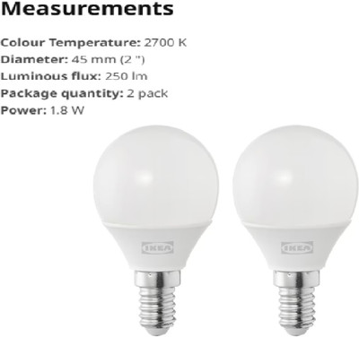 IKEA 1.8 W Basic Arbitrary E14 LED Bulb(White, Pack of 2)