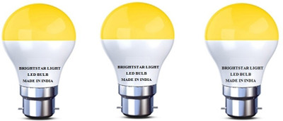 Brightstar 5 W Basic Round B22 LED Bulb(Yellow, Pack of 3)