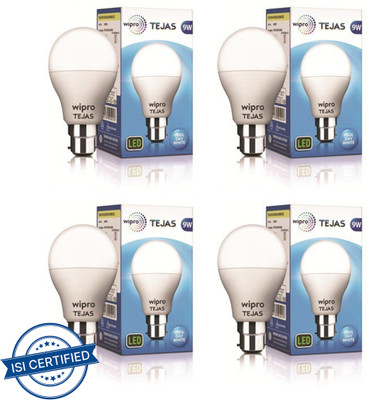 Wipro 9 W Basic Standard B22 LED Bulb(White, Pack of 4)