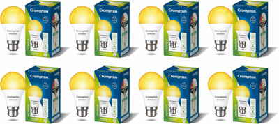 Crompton 9 W Basic Standard B22 LED Bulb(Yellow, Pack of 8)