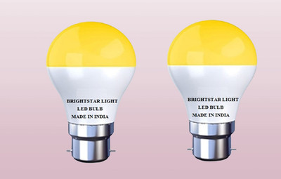 Brightstar 10 W Basic Round B22 LED Bulb(Yellow, Pack of 2)