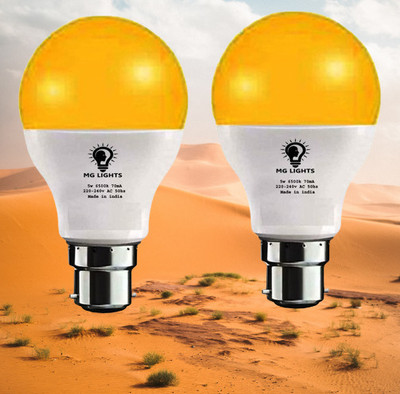 mg lights 5 W Basic Arbitrary B22 LED Bulb(Yellow, Pack of 2)