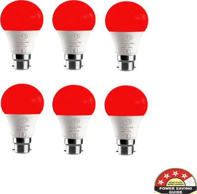 ambert 10 W Eye Safety Compliance Globe B22 LED Bulb(Red, Pack of 6)