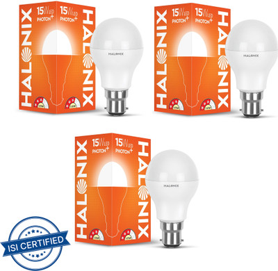 HALONIX 15 W Basic Round B22 LED Bulb(White, Pack of 3)