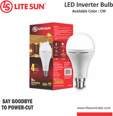 LiteSun 9 W Inverter Standard B22 Inverter Bulb(White)