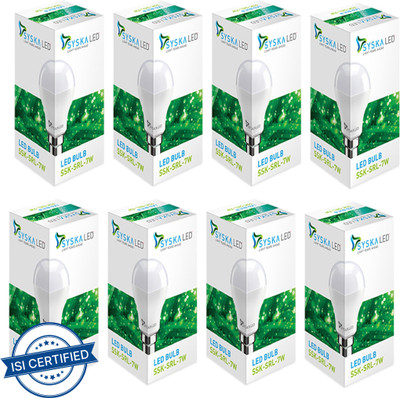 Syska 7 W Basic Standard B22 LED Bulb(White, Pack of 8)