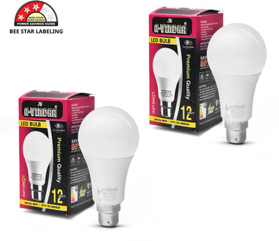 AVINDRA 12 W Basic Round B22 LED Bulb(White, Pack of 2)