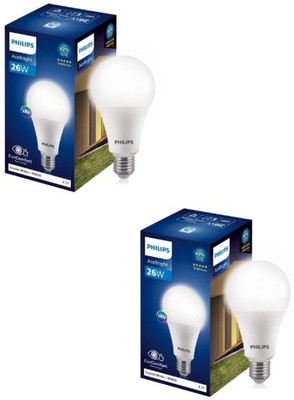 PHILIPS 26 W Basic Round E27 LED Bulb(White, Pack of 2)