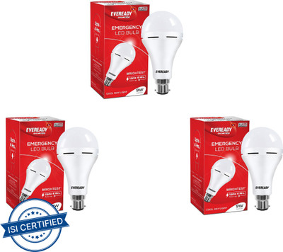 EVEREADY 9 W Inverter Round B22 D Inverter Bulb(White, Pack of 3)
