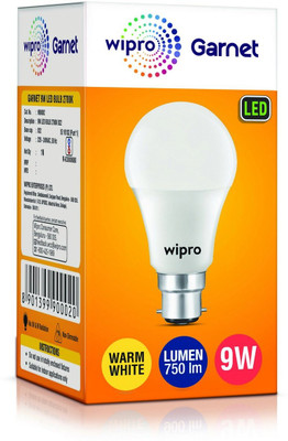 Wipro 9 W Basic Standard B22 LED Bulb(Yellow)
