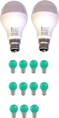 Techvolta 12 W, 0.5 W Basic Round B22 LED Bulb(White, Pack of 13)