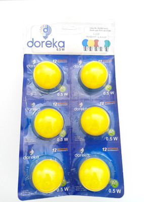 Doreka 0.5 W Basic Round B22 Night Bulb(Yellow, Pack of 6)