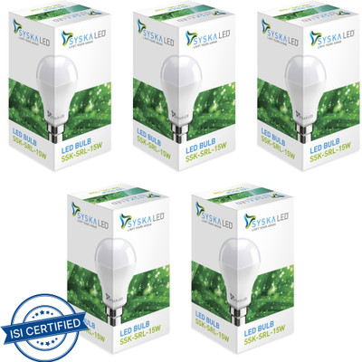 Syska 15 W Basic Standard B22 LED Bulb(White, Pack of 5)