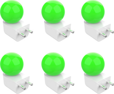 Fybros 0.5 W Basic Decorative Plug & Play, 2 Pin Night Bulb(Green, Pack of 6)