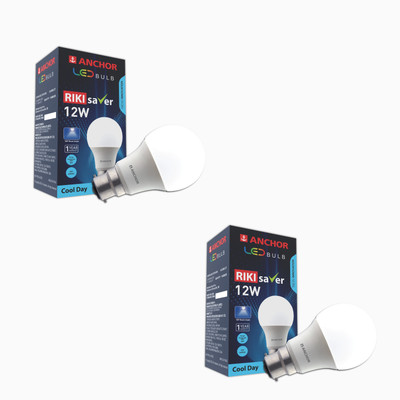 ANCHOR 12 W Basic Round B22 LED Bulb(White, Pack of 2)