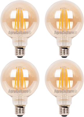 AgroCulture 4 W Basic Round E26 LED Bulb(Yellow, Pack of 4)