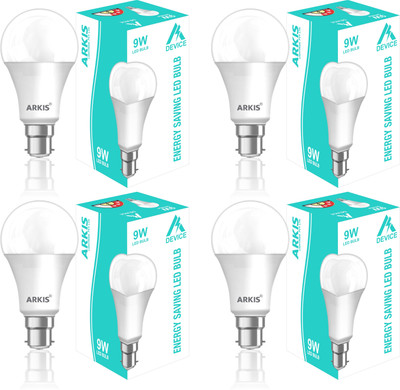 ARKIS 9 W Basic Standard B22 LED Bulb(White, Pack of 4)