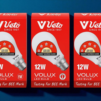 Veto 12 W Basic Round B22 LED Bulb(White, Pack of 3)