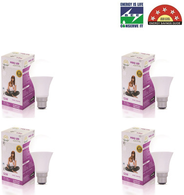 PESQ 12 W Basic Round B22 LED Bulb(White, Pack of 4)