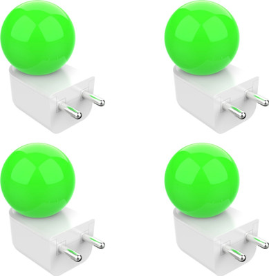 Fybros 0.5 W Basic Decorative Plug & Play, 2 Pin Night Bulb(Green, Pack of 4)