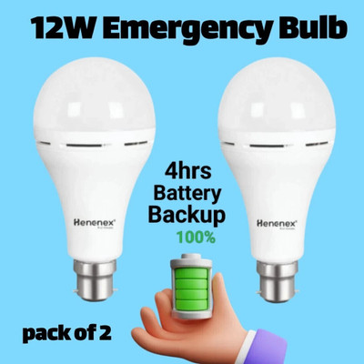Henonex 12 W Inverter Standard B22 Inverter Bulb(White, Pack of 2)