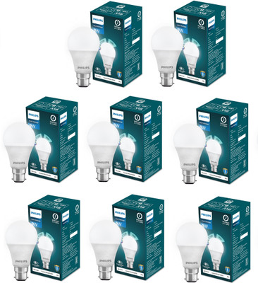 PHILIPS 9 W Multi Watt Standard B22 LED Bulb(White, Pack of 8)
