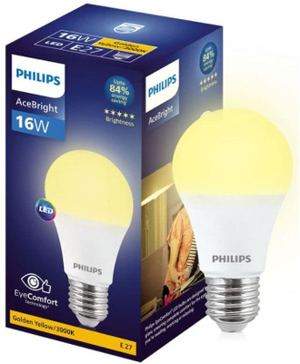 PHILIPS 16 W Basic Round E27 LED Bulb(Yellow)