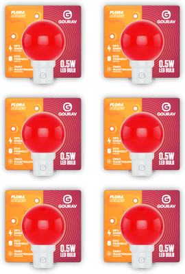 GOURAV 0.5 W Eye Safety Compliance Globe B22 LED Bulb(Red, Pack of 6)