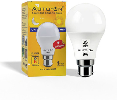 auto-on 9 W Basic Round B22 Night Bulb(White)