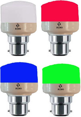 rino 7 W Basic Standard B22 LED Bulb(Multicolor, Pack of 4)