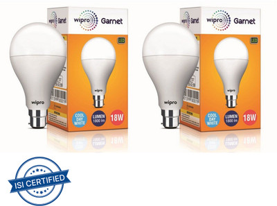 Wipro 18 W Basic Standard B22 LED Bulb(White, Pack of 2)