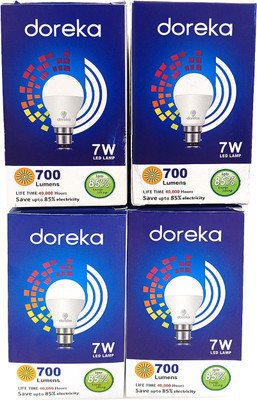 Doreka 7 W Basic Round B22 LED Bulb(White, Pack of 4)
