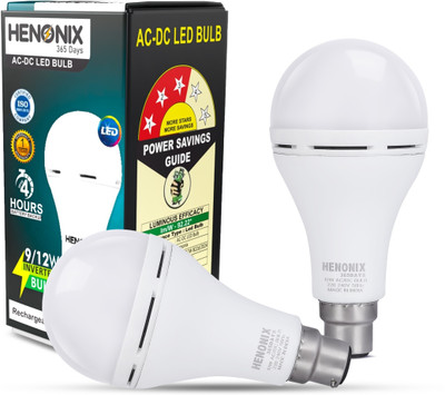 HENONIX 12 W Inverter Round B22 Inverter Bulb(White, Pack of 2)