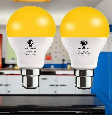 mg lights 5 W Basic Arbitrary B22 LED Bulb(Yellow, Pack of 2)