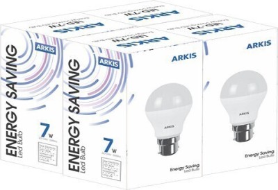 ARKIS 7 W Standard B22 LED Bulb(White, Pack of 4)