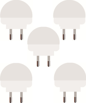 V A VALAK 0.5 W Multi Watt Round B22 LED Bulb(White, Pack of 5)