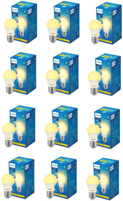 PHILIPS 3 W Basic Round E27 LED Bulb(Yellow, Pack of 12)
