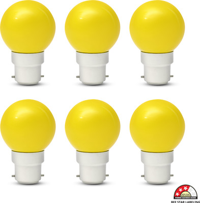 Glowing Night 0.5 W Basic Decorative B22 LED Bulb(Yellow, Pack of 6)