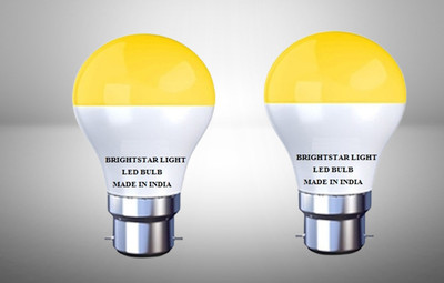 Brightstar 7 W Basic Round B22 LED Bulb(Yellow, Pack of 2)