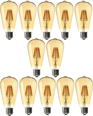 Lights Whites 4 W Basic Standard E27 LED Bulb(Yellow, Pack of 12)