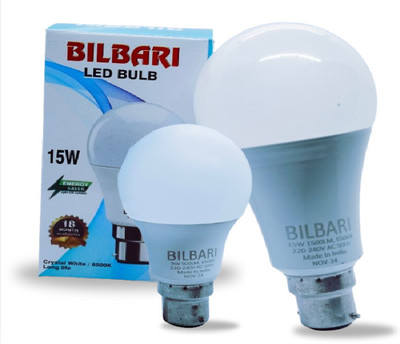 Bilbari 15 W Basic Round B22 LED Bulb(White, Pack of 2)