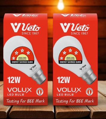 Veto 12 W Basic Round B22 LED Bulb(White, Pack of 2)