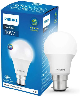 PHILIPS 10 W Basic Standard B22 LED Bulb(White)