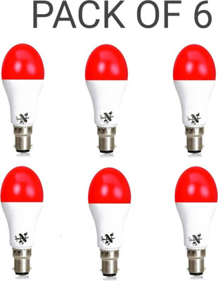 NEW INDIA LIGHTING 9 W Basic Standard B22 LED Bulb(Red, Pack of 6)