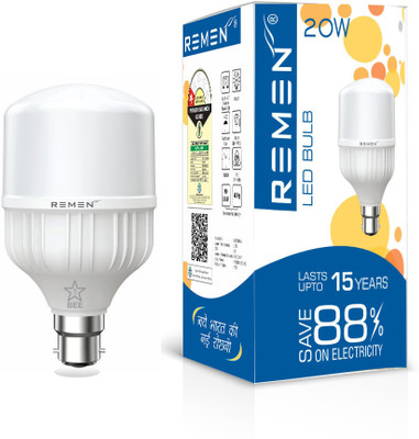 REMEN 20 W Basic Standard B22 LED Bulb(White)