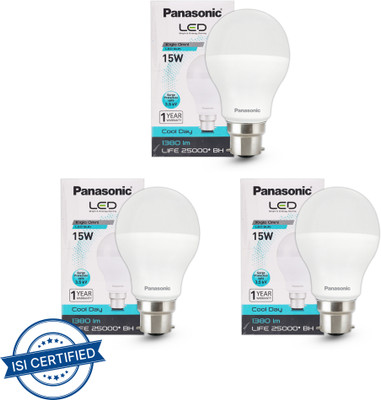 Panasonic 15 W Basic Standard B22 LED Bulb(White, Pack of 3)