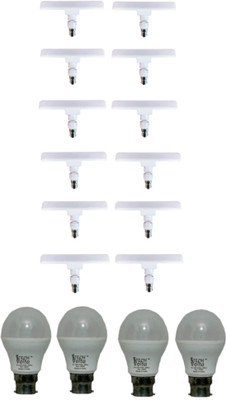 Techvolta 9 W, 10 W Basic Round B22 LED Bulb(White, Pack of 16)