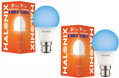 HALONIX 9 W Basic Round B22 LED Bulb(Blue, Pack of 2)