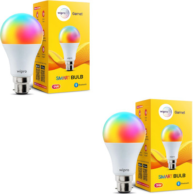 Wipro 9 W Bluetooth Standard B22 LED Bulb(Multicolor, Pack of 2)